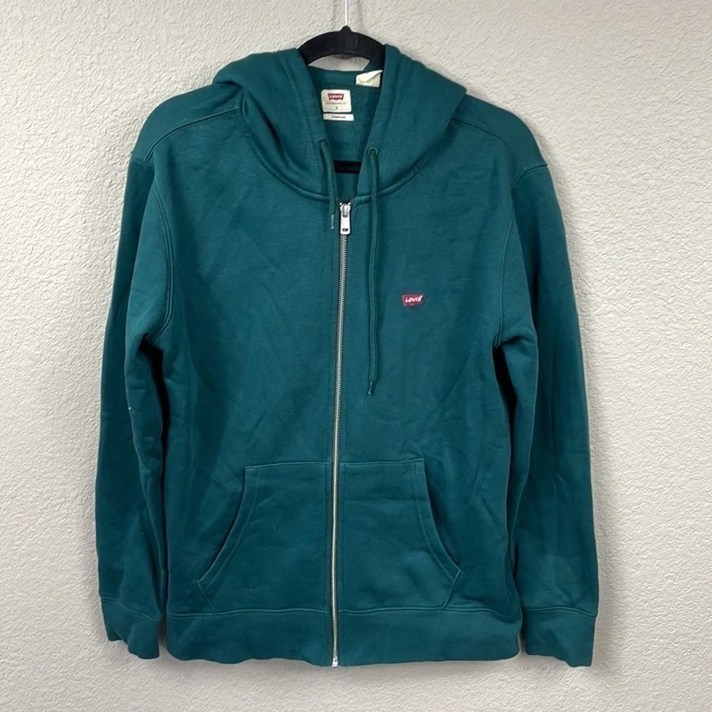 Levis Core Fleece Lined Full Zip Hoodie Sweatshirt Ponderosa Pine Green Sz S